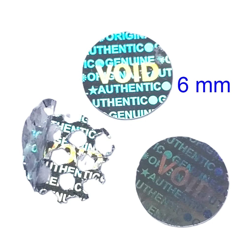 200pcs 6mm Silver Color Hologram Sticker GENUINE AUTHENTIC ORIGINAL Security Seal Honeycomb Left If Removed or Tampered With