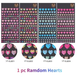 Colorful Glittering Hearts Stars Crystal Drop 3D Stickers Scrapbooking Diy Journal Stationery Sticker Sheet Deco Gift