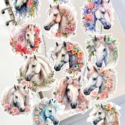 20pcs Watercolor flowers horse Sticker DIY Scrapbooking Album Junk Daily Planner Stationary for clippings, diaries, laptops