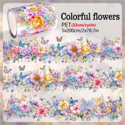 2m/Roll Colorful Flower PET Tape Decorative Masking Tape Scrapbooking Sticker Journal Aesthetic Stationery