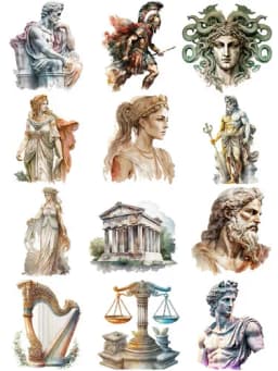 12Pcs/Pack Vintage Ancient Greek Sticker DIY Craft Scrapbooking Album Junk Journal Decorative Stickers