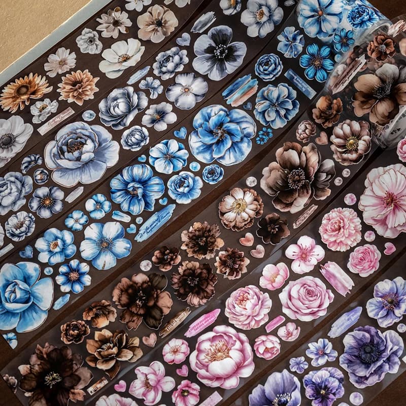 Journal GO 5x200cm Exquisite Rose Flower PET Tape Collage Material DIY Photo Frame Notebook Scrapbooking Decor Masking Tape
