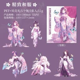 5pcs/1pack Kawaii Stationery Stickers Sakura maiden Diary Planner Decorative Mobile Stickers Scrapbooking Craft Stickers