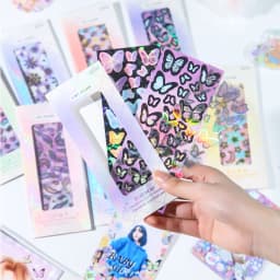 3pcs Colorful Party Decorative Stickers Cute butterfly feather bubble Scrapbooking Label Diary Stationery Art Journal Planner