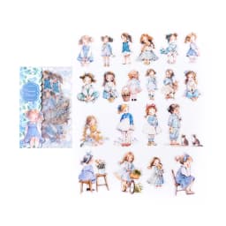 40pcs/pack Kawaii Ins Aesthetic Stationery Stickers Cute Doll PET Stickers DIY Scrapbook Diary Album Junk Journal Decoration