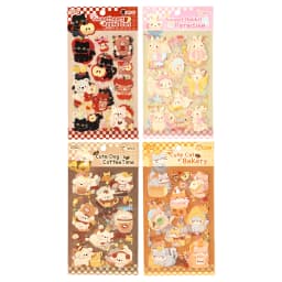 4sheets Cute Pet Tea Party Series Kawaii Cartoon Animal Decoration Stickers DIY Diary Scrapbook Aesthetics Stationery Stickers