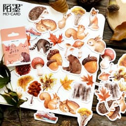 46 Pcs Autumn Forest Party DIY Adhesive Stickers Pack Decorative Album Diary Stick Labels Stationery for Creative Crafting