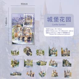 30pcs/pack Ins Aesthetic Stationery Stickers Town Scenery PET Scrapbook Stickers Collage Decor Diary Album Junk Journal Supplies