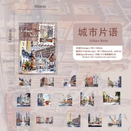 30pcs/pack Ins Aesthetic Stationery Stickers Town Scenery PET Scrapbook Stickers Collage Decor Diary Album Junk Journal Supplies