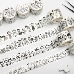 Journal GO 3cmx2m Kawaii Black and White Cute Life Sticker Washi Tape DIY Scrapbook Journal Diary Album Stationery Masking Tape