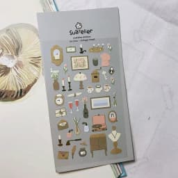 Korean Import Brand Suatelier Retro Furniture Paper Stickers Scrapbooking Diy Journaling Diary Stationery Sticker Aesthetic Gift