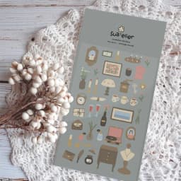 Korean Import Brand Suatelier Retro Furniture Paper Stickers Scrapbooking Diy Journaling Diary Stationery Sticker Aesthetic Gift