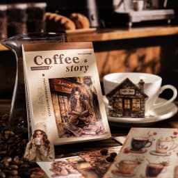 1pack/2pack 4 Styles Coffee Themed Sticker Books Café Stories Series DIY Journal Decor Materials