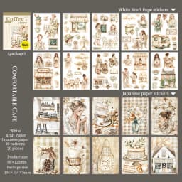 1pack/2pack 4 Styles Coffee Themed Sticker Books Café Stories Series DIY Journal Decor Materials