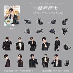 20pcs/1lot kawaii Stationery Sticker Cat Whispering Boy junk journal Decorative Scrapbooking DIY Craft Sticker