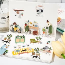 Etori Life Brighten Your Daily Series Korean-Style Ins Character Life Cute Pattern Stickers for Decorating Laptops, Phone Cases, Suitcases, Water Bottles, Photo Albums, Poster Albums, Student Stationery Decorations, Children's Stickers, Small Gifts, Special-Shaped Die-Cutting, Easy to Carry