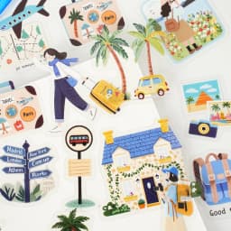 Etori Life Brighten Your Daily Series Korean-Style Ins Character Life Cute Pattern Stickers for Decorating Laptops, Phone Cases, Suitcases, Water Bottles, Photo Albums, Poster Albums, Student Stationery Decorations, Children's Stickers, Small Gifts, Special-Shaped Die-Cutting, Easy to Carry