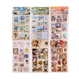 2pcs/1lot Kawaii Scrapbook Stickers Museum of Famous Paintings Junk Journal Gold Planner Stationery Planner Decorative