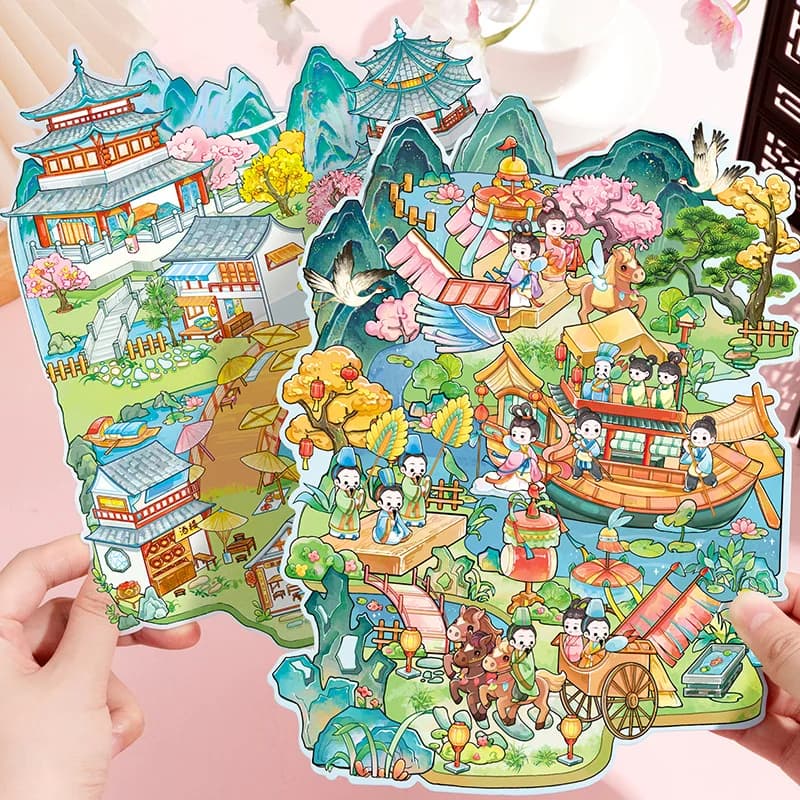 Traditional Famous Painting Series Kawaii 3D Miniature Scene Stickers DIY Scrapbook Handmade Stacking Stationery Stickers