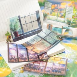 10pcs Kawaii Stationery Stickers The scenery outside the window Diary Junk Journal Planner Decorative Sticker Scrapbooking