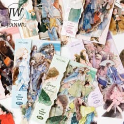 JIANWU Happy Live Series Literary Girl Character Material Collage PET Sticker Creative DIY Journal Scrapbooking Stationery