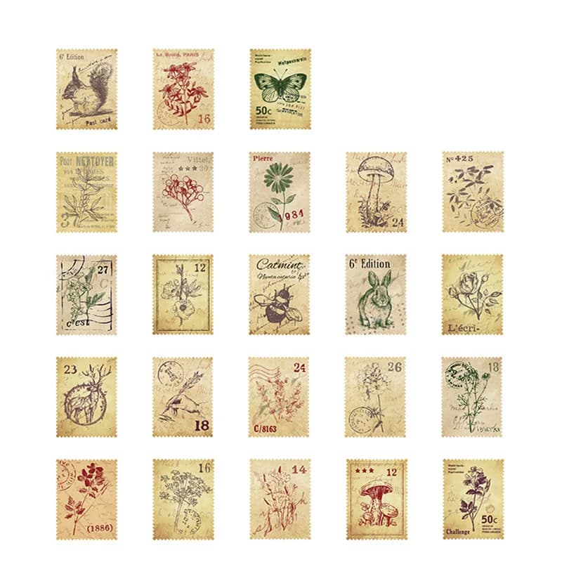 45pcs Forest Post Stamp Adhesive Decorative Stickers Box DIY Stationery for Diary Children's Gift