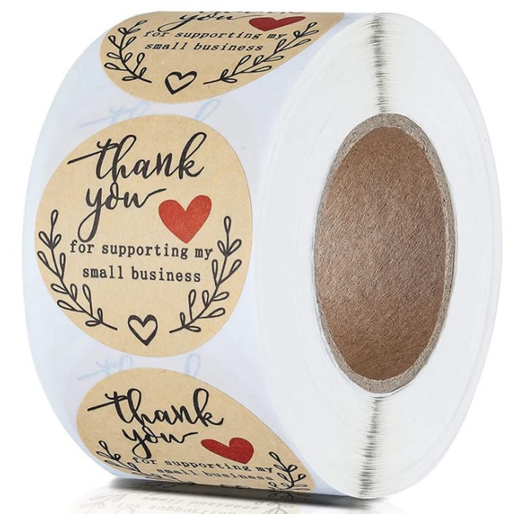 100-500Pcs Kraft Paper Thank You Stickers for Small Business Supplies Packing, Envelopes Seals, Gift Wraps and Crafts