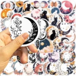 10/30/50PCS Moon Flower Cat PVC Sticker Aesthetic Decoration Scrapbooking Accessories DIY Stationery School Supplies