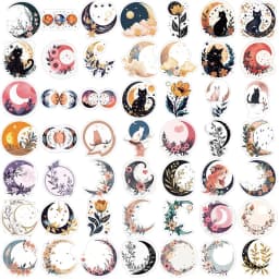 10/30/50PCS Moon Flower Cat PVC Sticker Aesthetic Decoration Scrapbooking Accessories DIY Stationery School Supplies