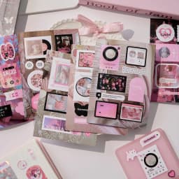 20sheets Kawaii Ins Flash Film Die Cut Stickers Book Creative Handbook DIY Scrapbooking Material Aesthetics Stationery Stickers