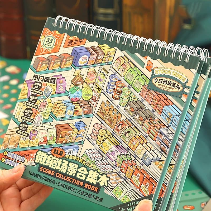 Mr.Paper 33Pcs Miniature Scene Sticker Book 3D House Landscape Stickers DIY Craft for Journal Scrapbook Collage