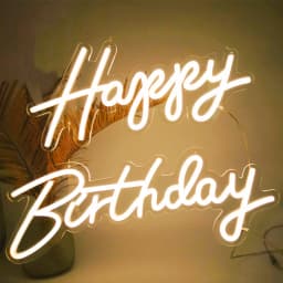 Dimmable LED 'Happy Birthday' Neon Sign in Multiple Sizes 42cm/51cm/76cm with Clear Acrylic Backer - Wall Party Light for Celebr