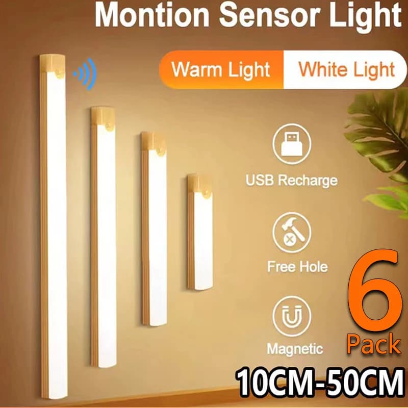 Under Cupboard Kitchen Lights Cabinet Light Motion Sensor Indoor Rechargeable Strip Wardrobe Lighting Battery Operated Magnetic