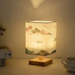 Square Cloth Cover Small Night Lamp near Decoration Bedroom Table Lamp Retro B & B Custom Remote Control Bedroom Light