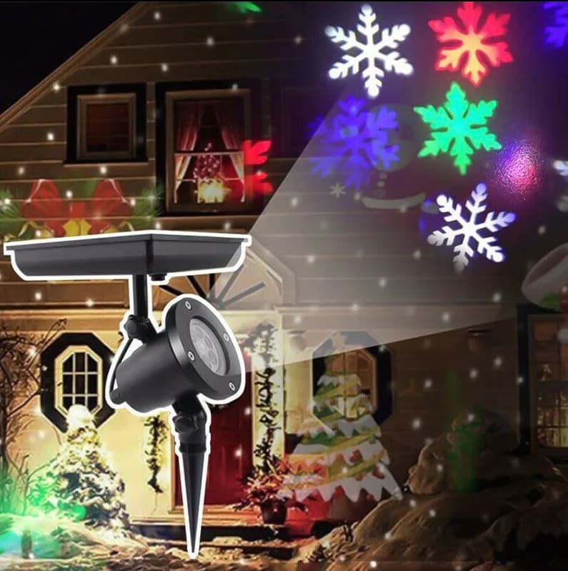 Solar Christmas Projection Light LED Snowflake Laser Lamp Outdoor Garden Waterproof Solar Flood Light Home Xmas New Year Lights
