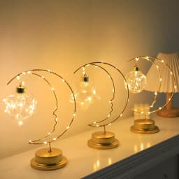 GGbingLED Light Moon Shape Design Home Decoration Star Light Indoor Ornament Small LED Night Lamp Heart Iron Material for Gift