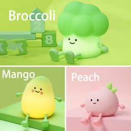 LED Silicone NightLights Cartoon Broccoli Sleep Lamp Patting Lights USB Charging Atmosphere Lamps Bedside Decor for Kids Gifts