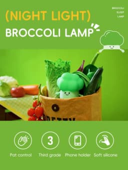 LED Silicone NightLights Cartoon Broccoli Sleep Lamp Patting Lights USB Charging Atmosphere Lamps Bedside Decor for Kids Gifts