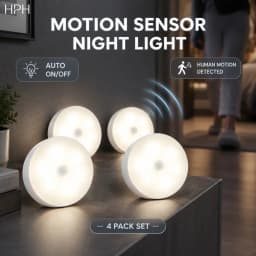 HPH Motion Sensor LED Night Light 4pcs Rechargeable Night Lamp For Kitchen Cabinet Wardrobe Lamp Staircase Wireless Closet Light