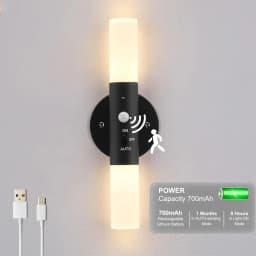 Night Light Motion Sensor Rechargeable Wireless LED Wall Lamp 360°Rotation Magnetic For Room Kitchen Stair Cabinet Lights