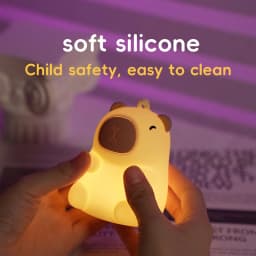 Capybara Cute Night Light, Squishy Lamp Gifts Toys, Rechargeable LED Dimmable Silicone Nightlight for Kids