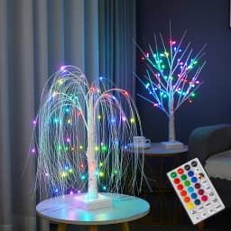 LED Night Light 16 Color Weeping Willow Tabletop Lamp Bedroom Bedside Party Wedding Christmas Office Decor Gift Fairy Tree Light