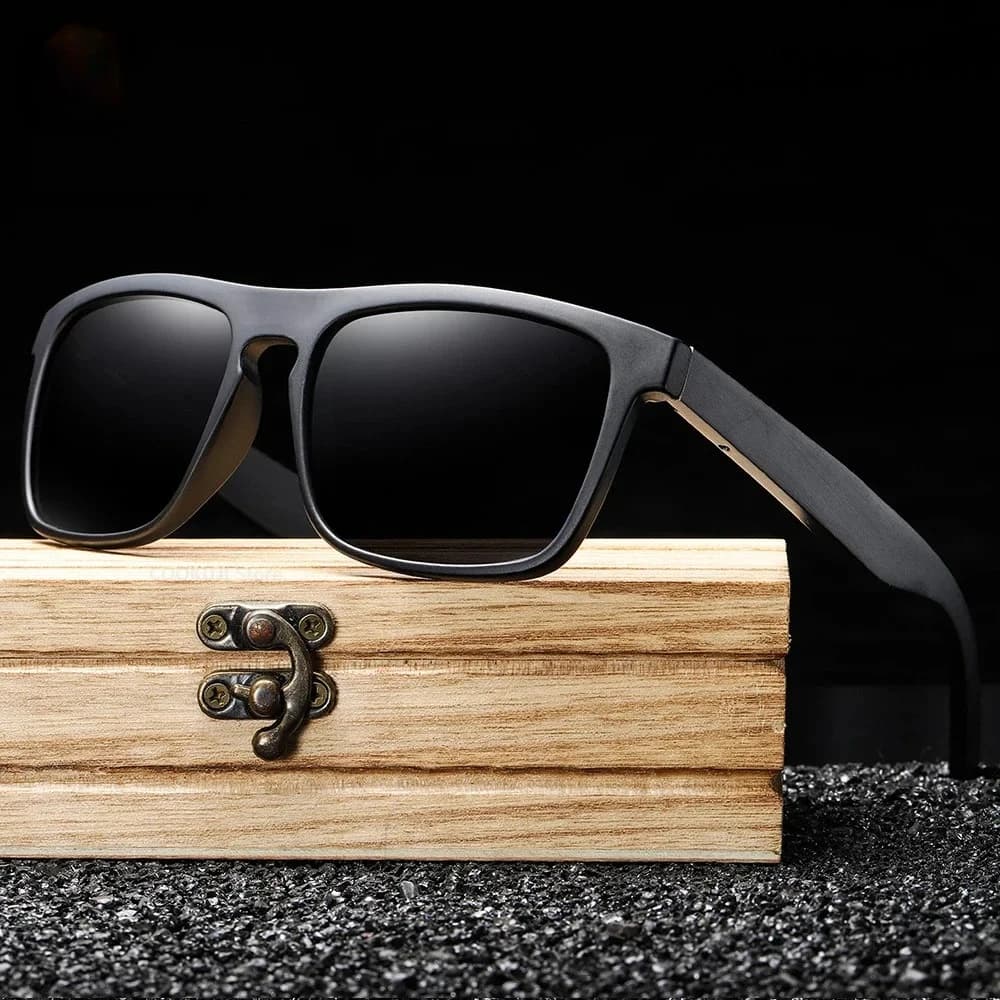 Polarized 100% Natural Wooden Sunglass Frame Bamboo Black Sunglasses Men's UV Protection Luxury Vintage Sunglasses