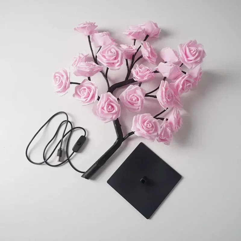 LED Table Lamp Rose Flower Tree USB Night Lights Home Decoration LED Table Lights Parties Xmas Wedding Bedroom Decor