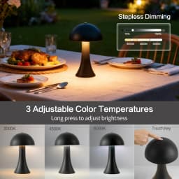 GGbingo Mushroom Table Lamp Ambient USB Rechargeable Vintage Table Light Touch Sensor LED Desk Light for Bedroom Home Decor