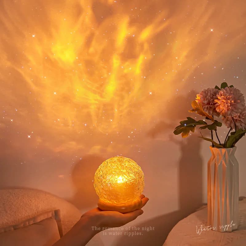 2025 New Water Ripple Projector Night Light Crystal Mood Lamp Home Bedroom Decorative Aesthetic Christmas Gift INS Sunset Lights