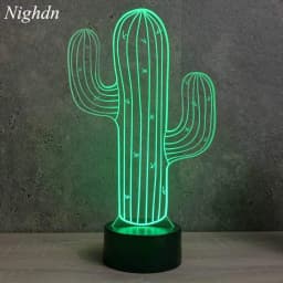 Nighdn 3D Cactus Flower Night Light Lamp Illusion Led 7 Color Changing Touch UBS Acrylic Table Desk Decoration Lamps Gifts