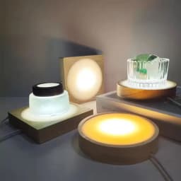 6/8/10CM LED Night Light with Wood Base DIY Resin Wine Bottle Decor Table Lamp Glass 3D Decorative Ball Acrylic Decoration