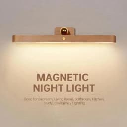 LED Night Light Wooden Mirror Front Fill Light Portable Rechargeable Magnetic Wall Lamp For Touch switch Bedroom Bedside Lamps