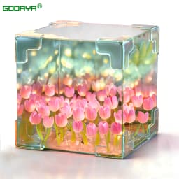 Handmade DIY Tulip Flower Cube Night Light GT Full Set of Material Package Room Decoration Couple Birthday Gift Night Light